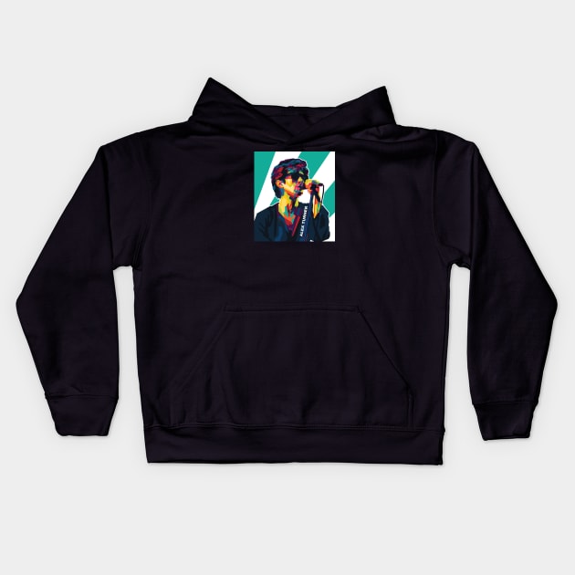 Alex Turner In Wpap Pop Art Style Kids Hoodie by Hanafi